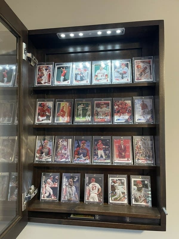 baseball cards on display