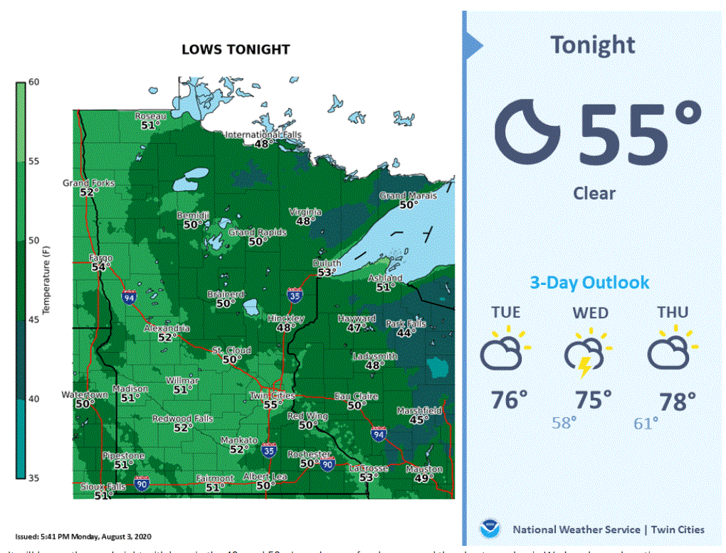 Weather outlook for the Twin Cities area