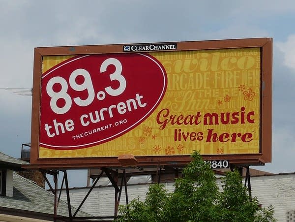 The Current's logo on a billboard near Lake Street and Irving Avenue in Minneapolis, photographed in 2007.