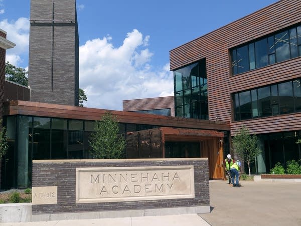 The main entrance of the new Minnehaha Academy building.