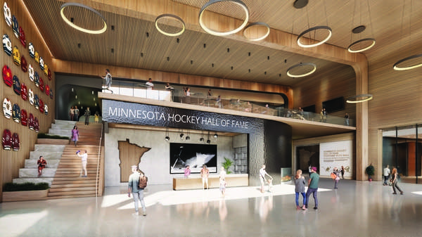 A rendering of the interior of the proposed Minnesota Hockey Hall of Fame