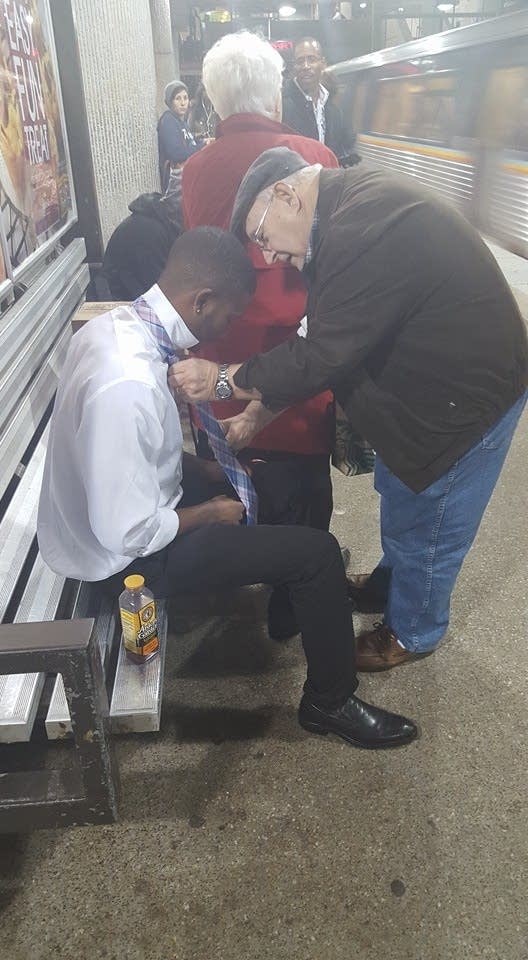 A train station, two strangers, and a tie that needed tying