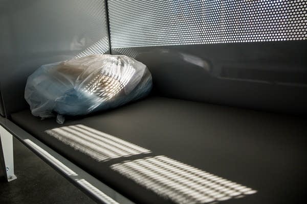 A bed in the men's shelter.