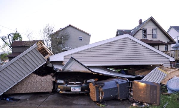 Collapsed garage