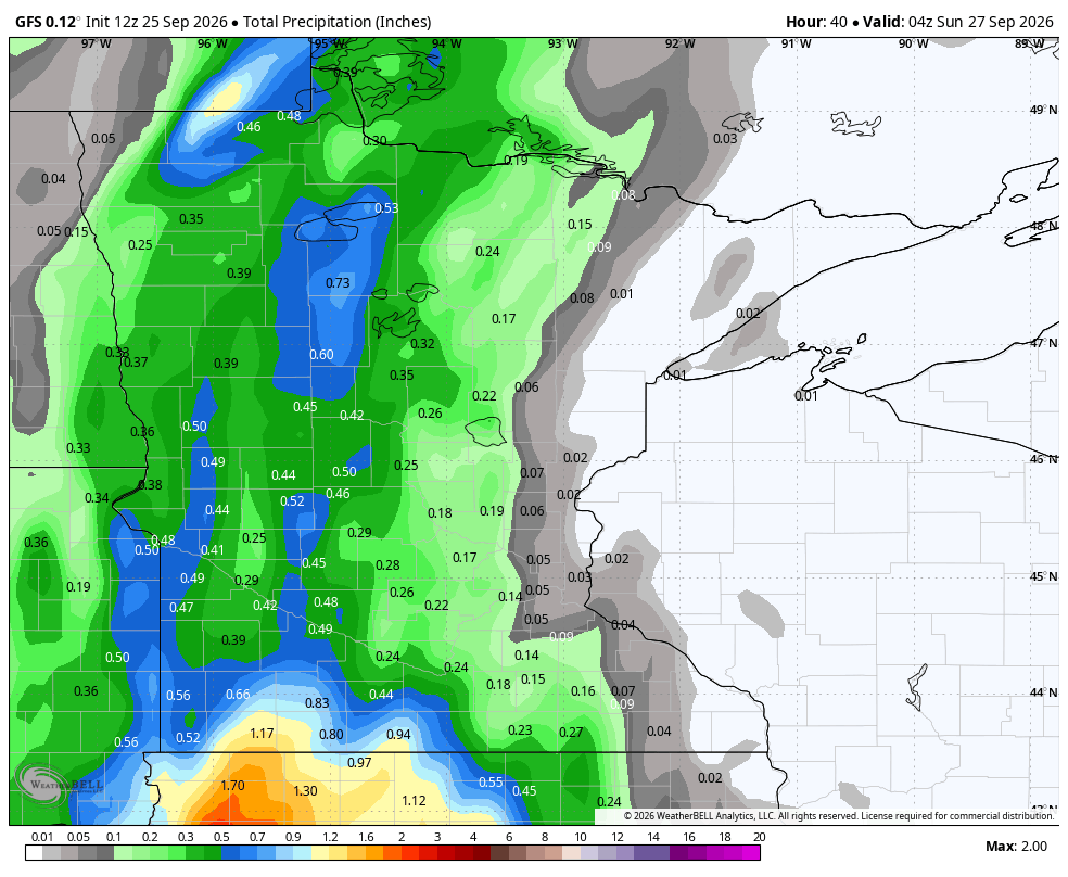 Saturday showers