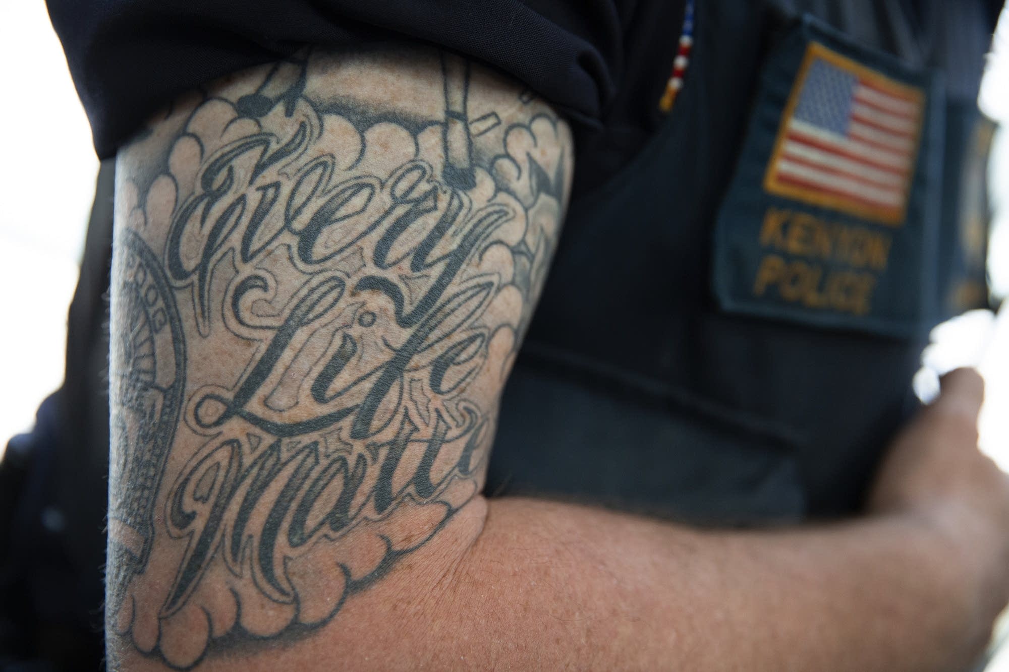 A tattoo on Lee Sjolander's arm reads "Every Life Matters."