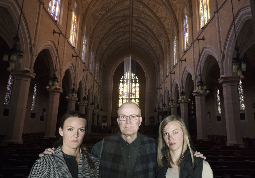 Sisters Andrea Larson, right, and Marnie Henke with father David Larson.