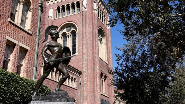 The Tommy Trojan statue at the University of Southern California.