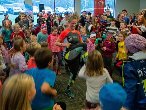 Jessie Diggins speaks in Duluth