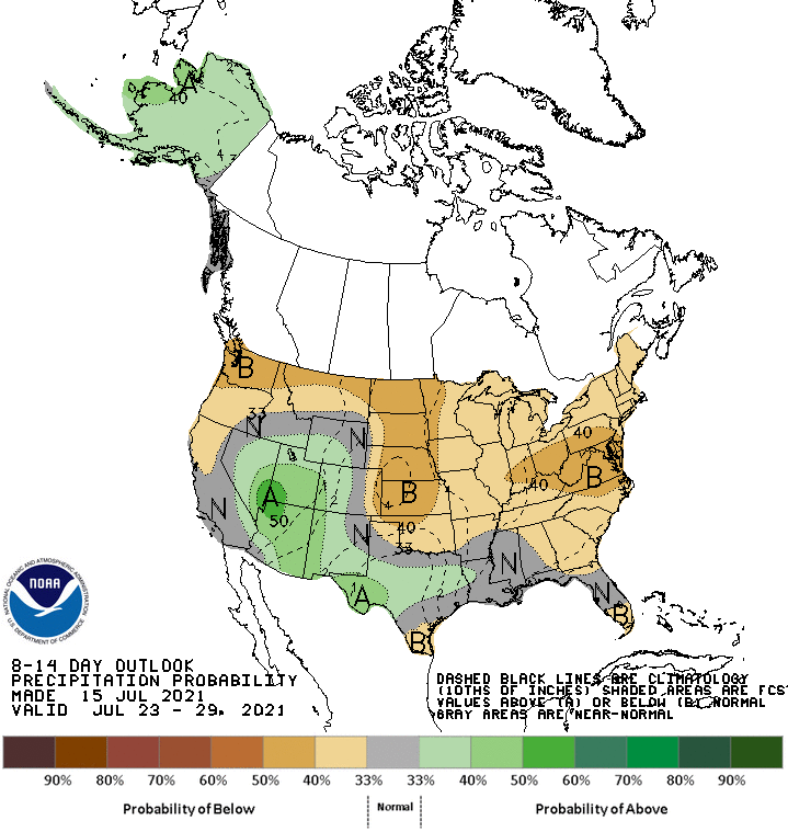 NOAA 8 to 14-day precipitation outlook