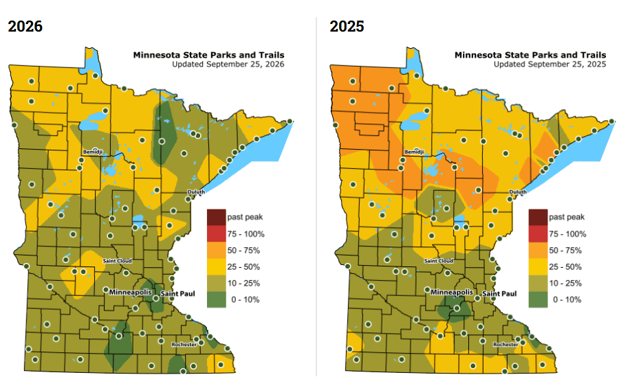 Fall color season getting a later start in northern Minnesota