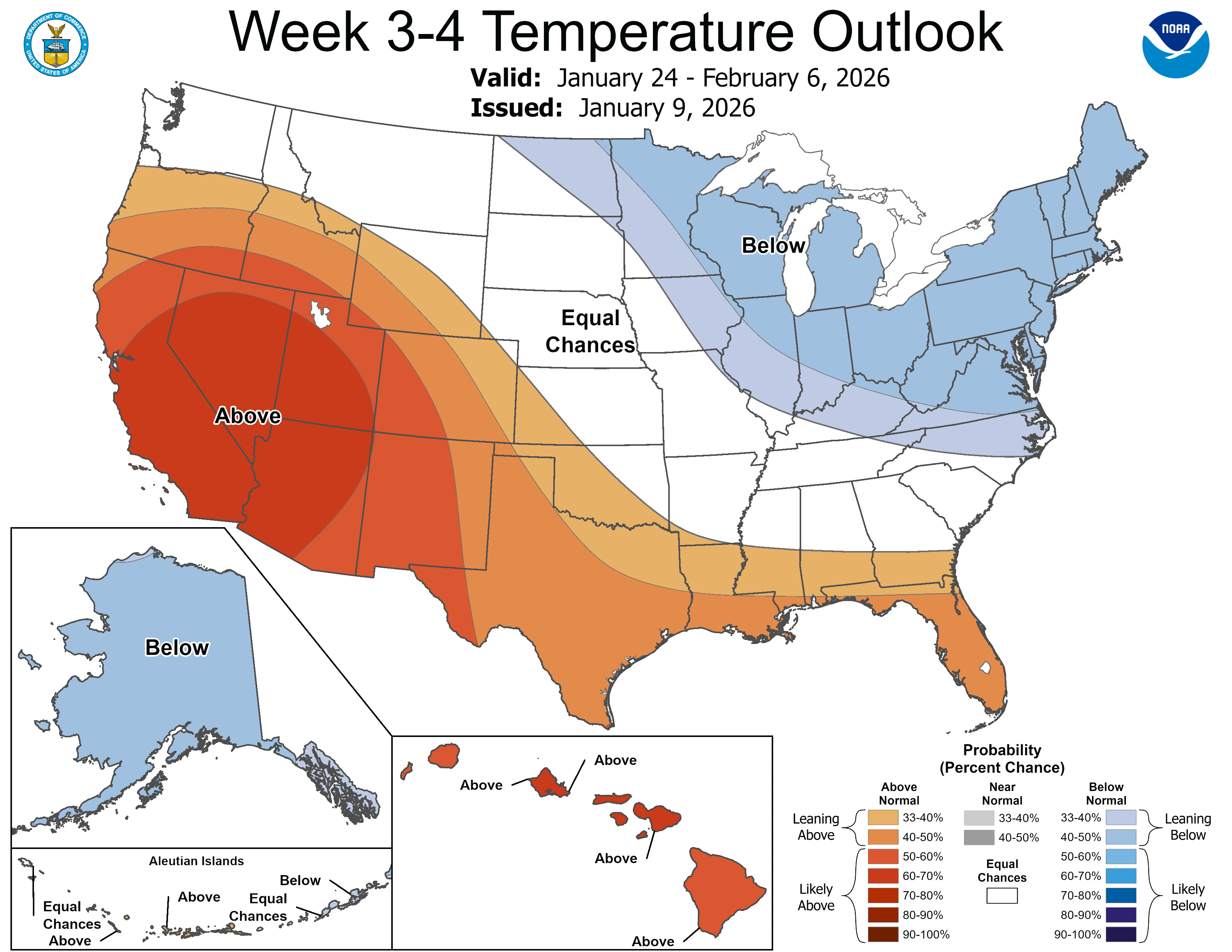 NOAA week 3 and 4 temperature outlook