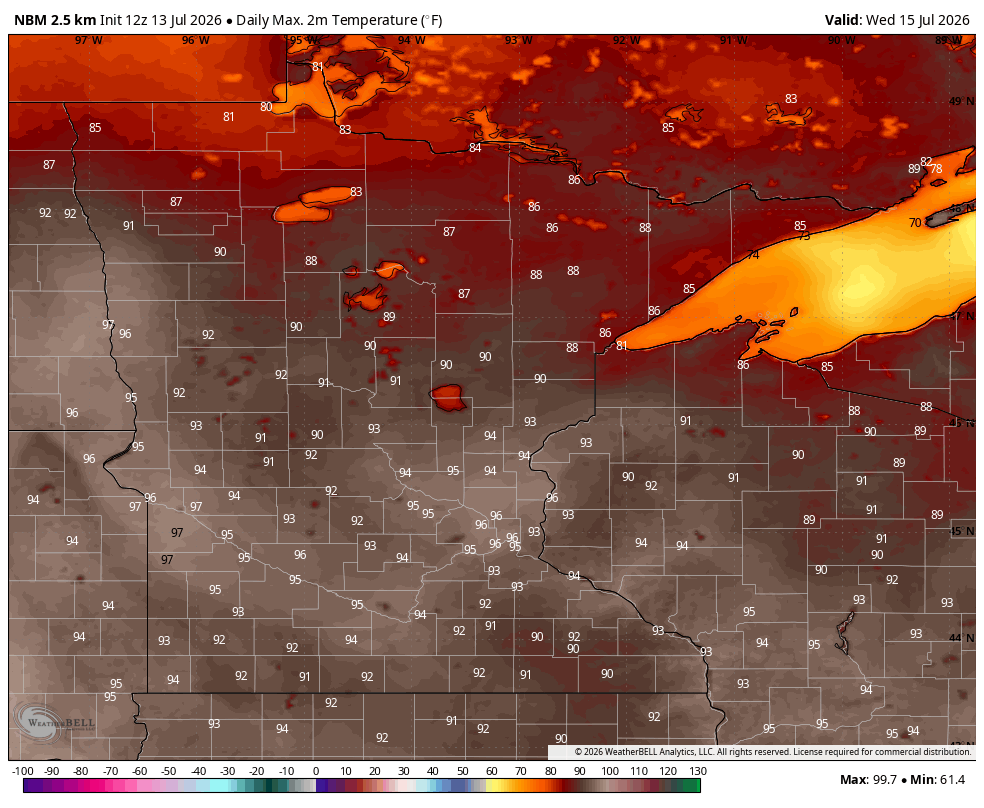 Map of temps