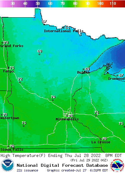 Cooler Thursday; few showers north, hot weekend