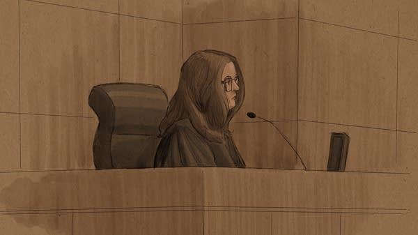 An illustration of a judge on the stand.