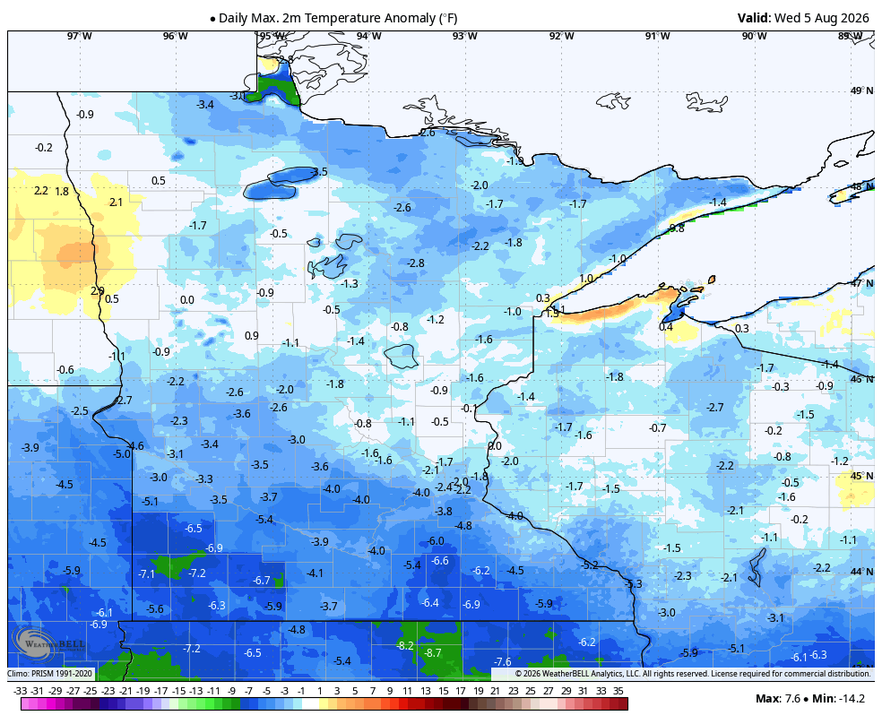 Slightly cooler-than-normal Wednesday before temperatures, dew points increase