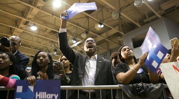 Supporters of Hillary Clinton attend an "African Americans For Hillary" rally at Clark Atlanta University.