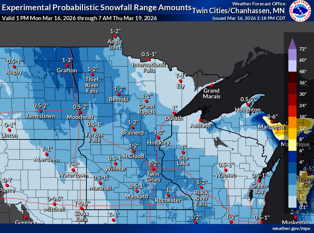 Snowfall projection for Minnesota