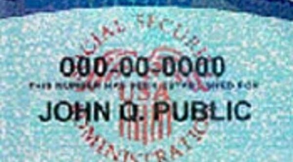 Sample Social Security card