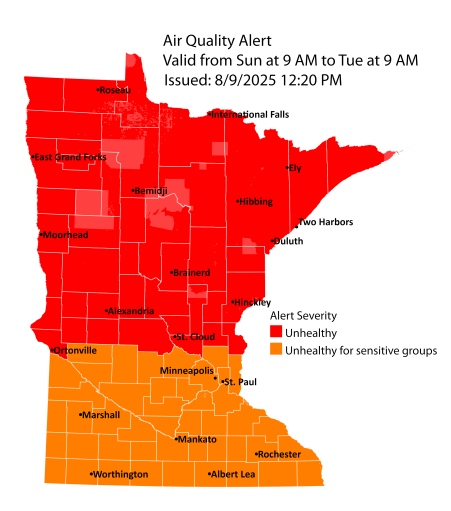 Air quality alert for Sunday 9 a.m. to Tuesday 9 a.m.