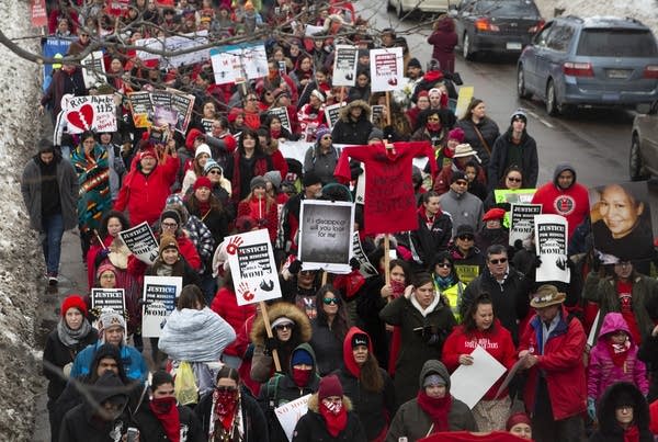 Thousands fill Cedar Street in Minneapolis.