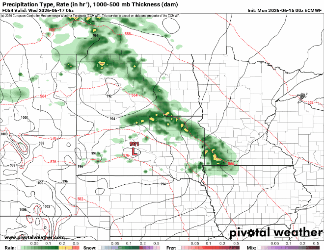 Forecast precipitation Wednesday 1 a.m. to Thursday 1 a.m.
