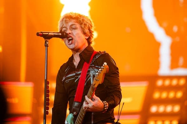Billy Joe Armstrong of Green Day performing at Target Field in Minneapolis on Saturday, Aug. 17, 2024.