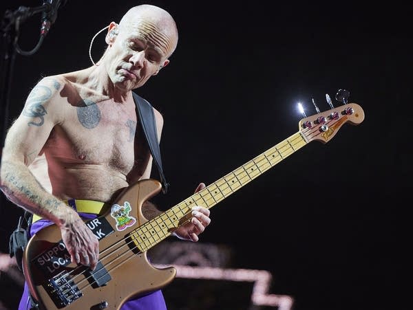 Flea. Red Hot Chili Peppers performed at U.S. Bank Stadium in Minneapolis on Saturday, April 8, 2023.