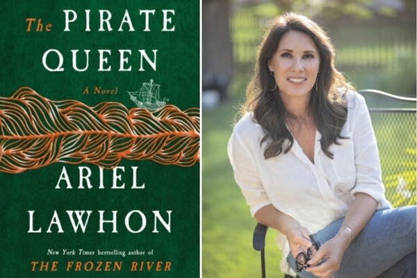 A cover and author photo for "The Pirate Queen"
