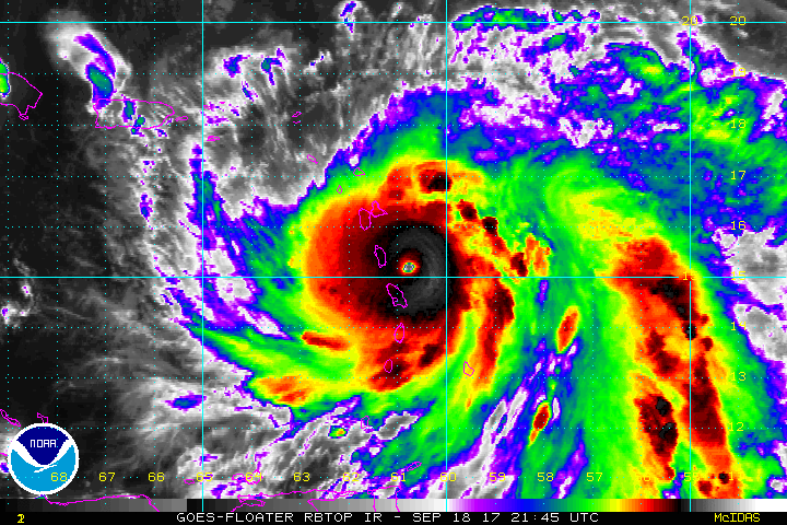 Maria eyewall devastates Dominica, U.S. islands next