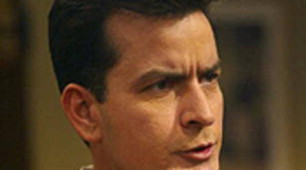 Actor Charlie Sheen at a taping of "Two and A Half Men" on the Warner Brothers Studios lot in Burbank, Calif.