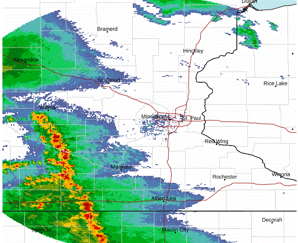 Weather radar at 5:30A on Monday