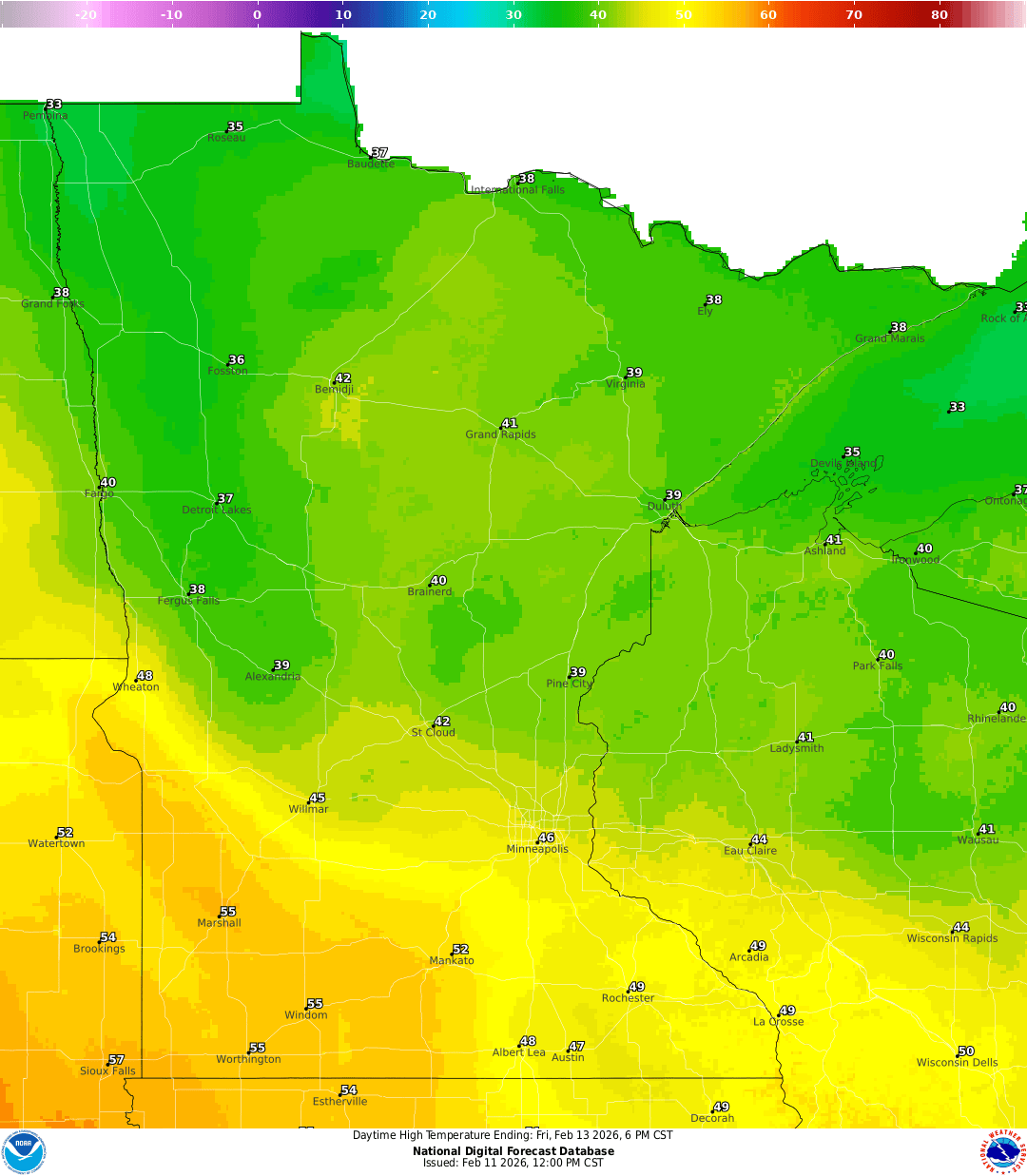 Highs for Friday