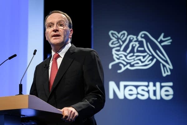 Swiss food giant Nestle CEO Ulf Mark Schneider addresses the annual general shareholders meeting on April 11, 2019 in Lausanne.