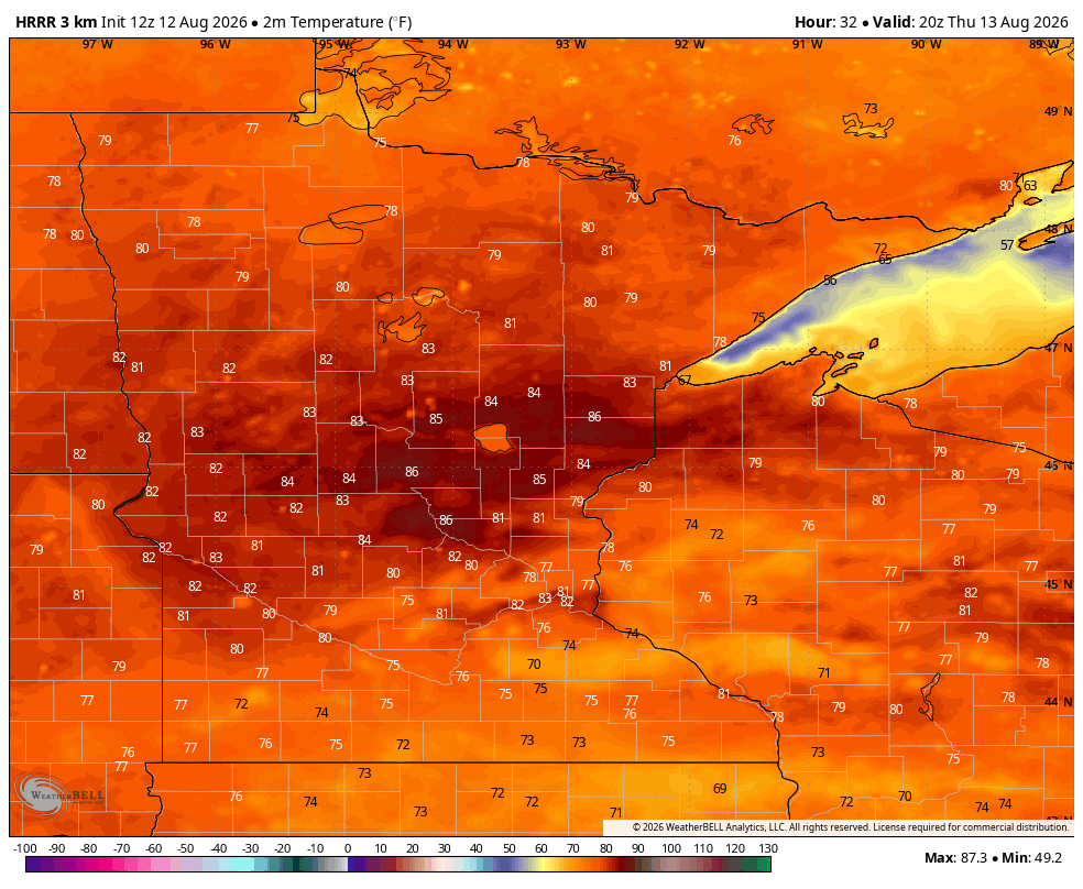 High temps Thursday