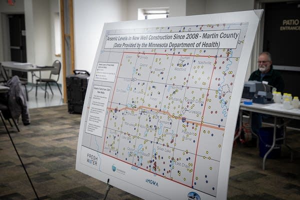 A poster of a map on an easel.