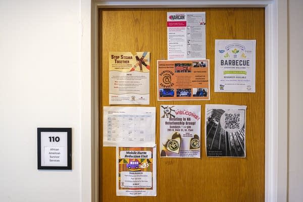 Flyers offering information on addiction services