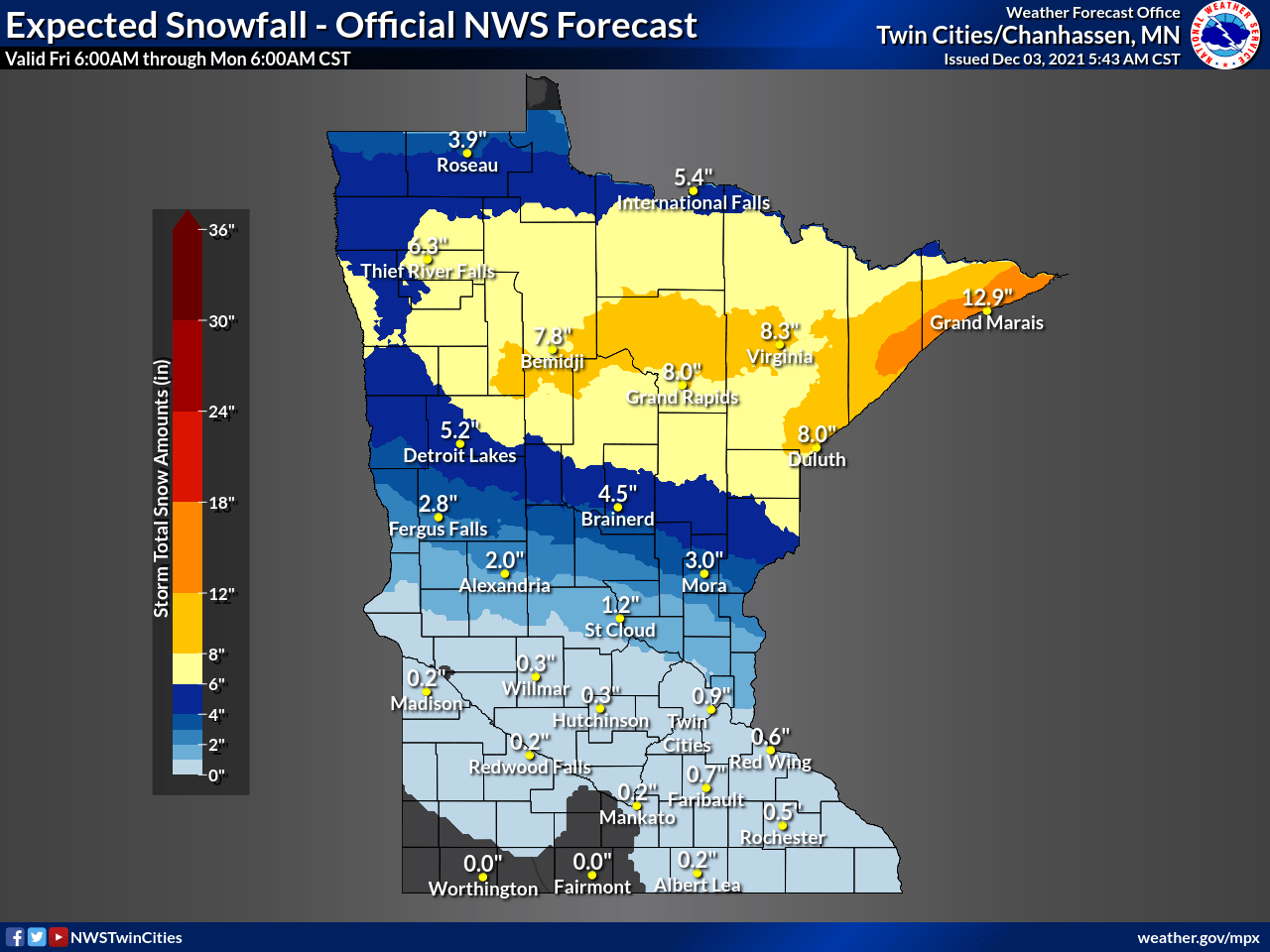 Winter storm likely brings heavy snow to northern Minnesota this