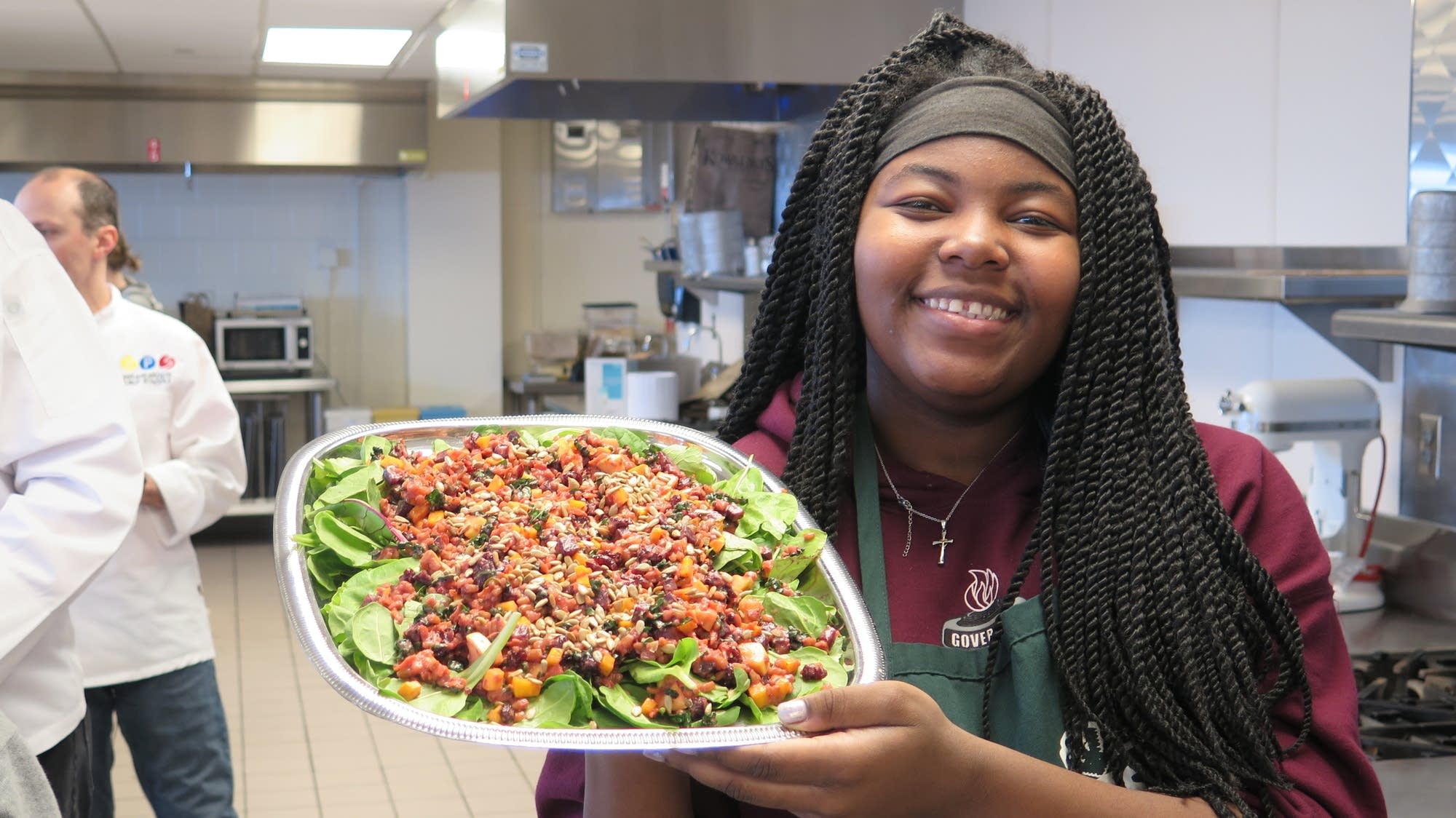 Zarea Mobley shows off her "Roots for the Home Team" salad.