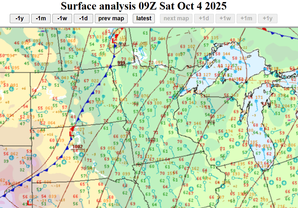 Surface analysis for Saturday 4 a.m.