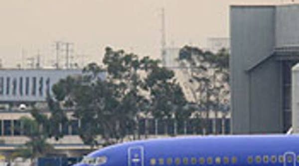 A Southwest airplane taxies at Los Angeles International Airport.