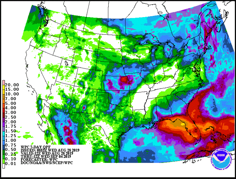 Forecast 7-day rain through 7 a.m. next Wednesday