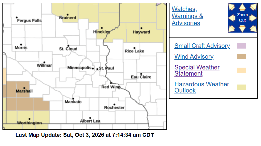 Wind advisory for Saturday