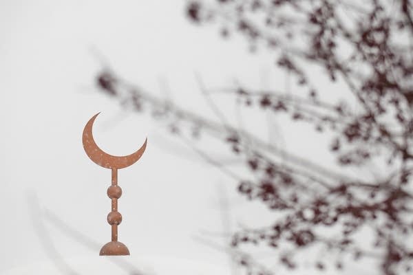 A light snow falls on the Masjid An-Nur mosque.