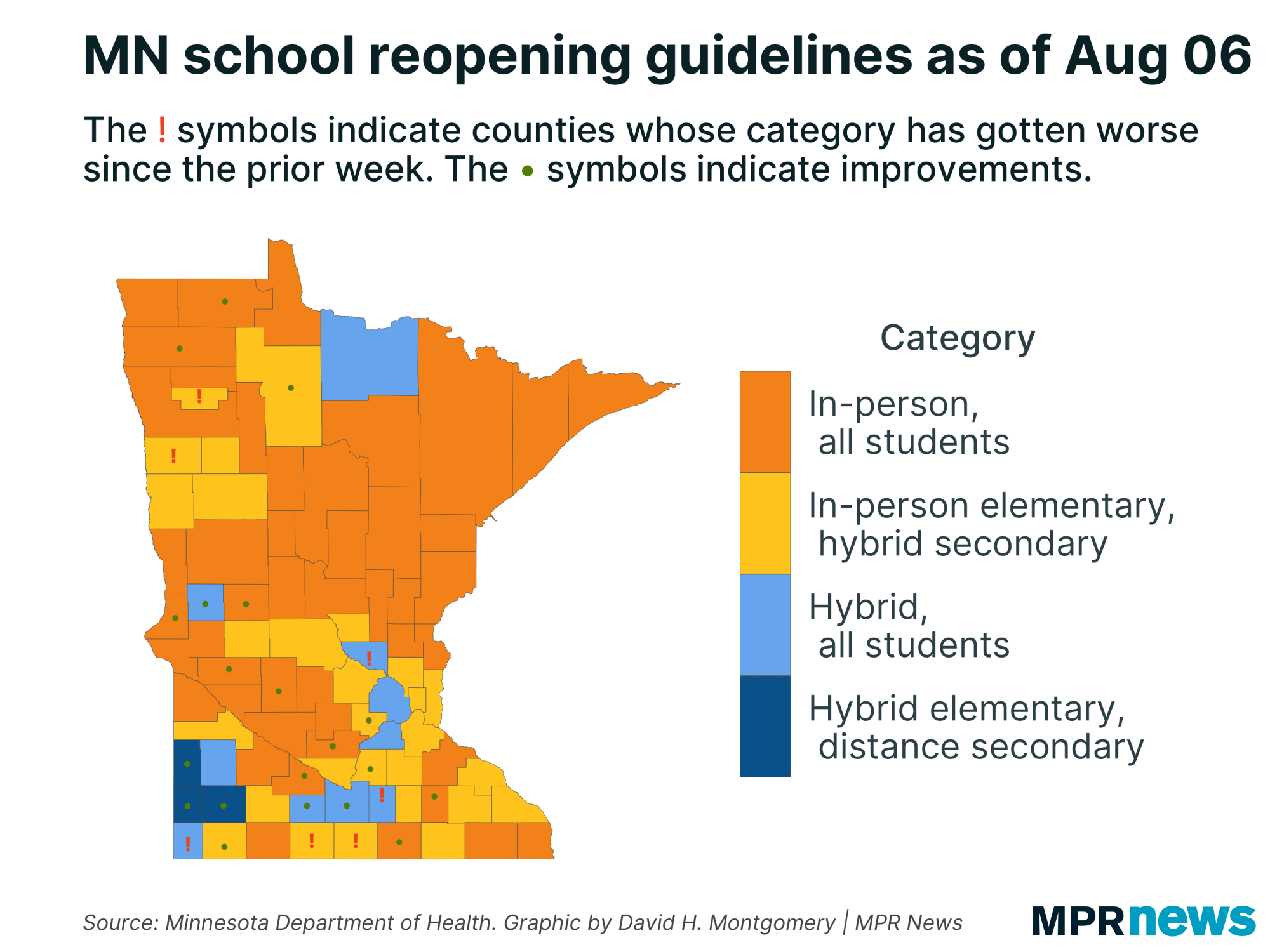 Recommendations for school reopening based on COVID-19 case counts