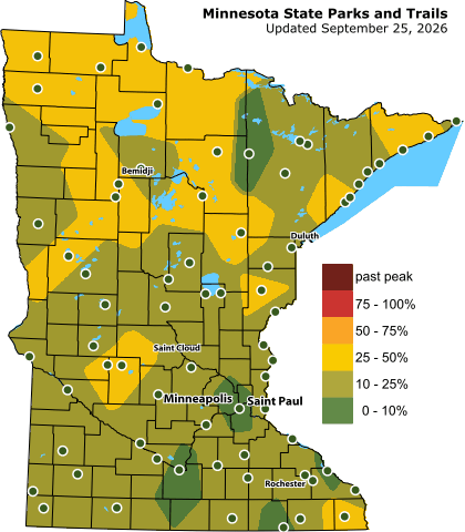 Minnesota fall color map 9-25-26