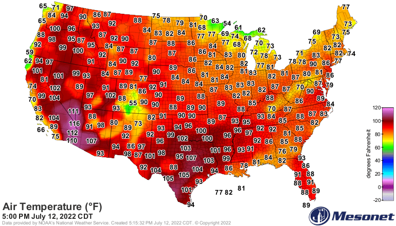 Temperatures Tuesday afternoon