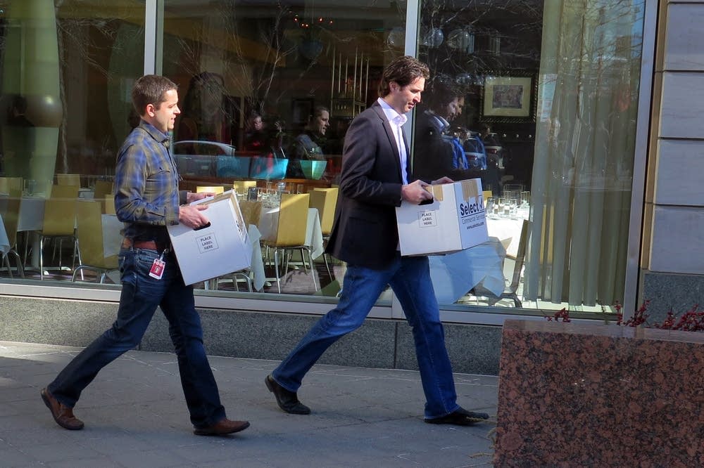 Two men left Target headquarters.