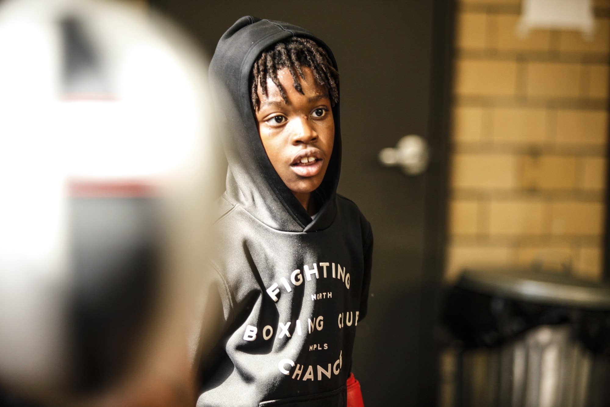 Morgan McDonald Jr. hits the speed bags inside Fighting Chance Boxing.