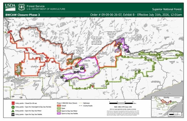 A map shows regions of the BWCA reopening.